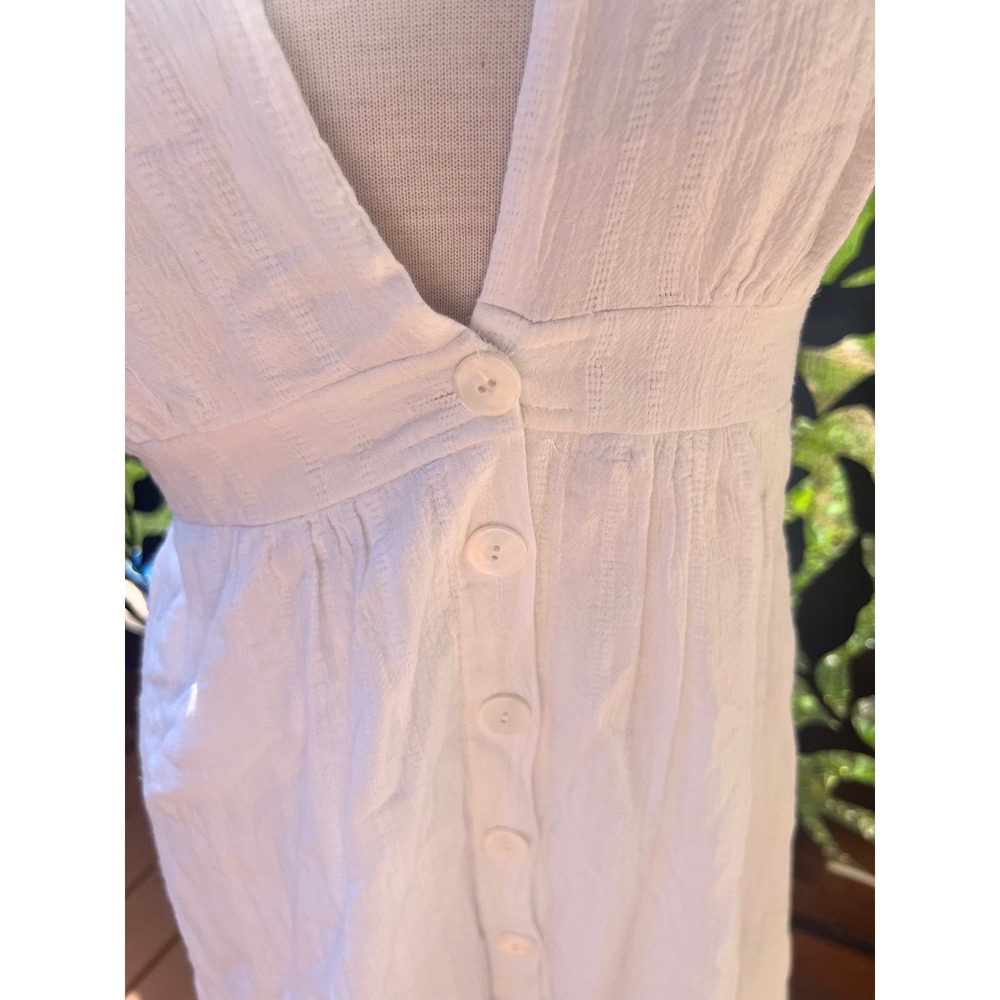 Heartloom White Eyelet Hem Midi Dress Gauze Button Front V-Neck Sleeveless Small - Picture 5 of 8
